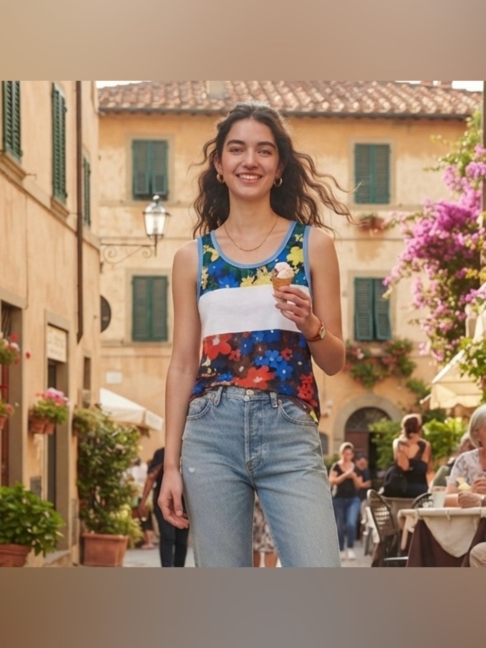 Make a bold designer statement w/ this vibrant, runway-ready Marni floral tank!